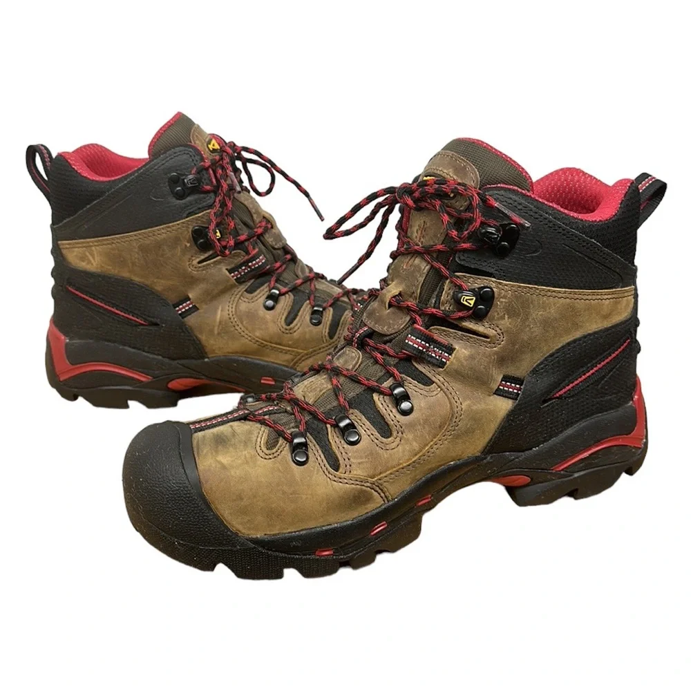 Keen Waterproof Brown Dry Pittsburgh Steel Toe Leather Utility Work Boots 12EE
